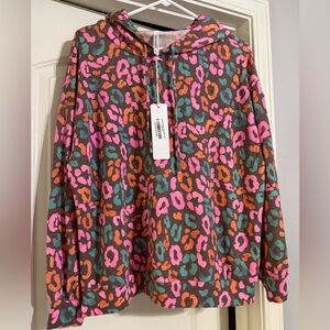 Dear Scarlett Colorful Leopard Print Hoodie NWT Medium
